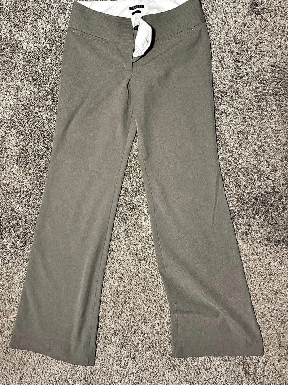 Express Editor Pant Women's Striped Flare Pants Gray Large